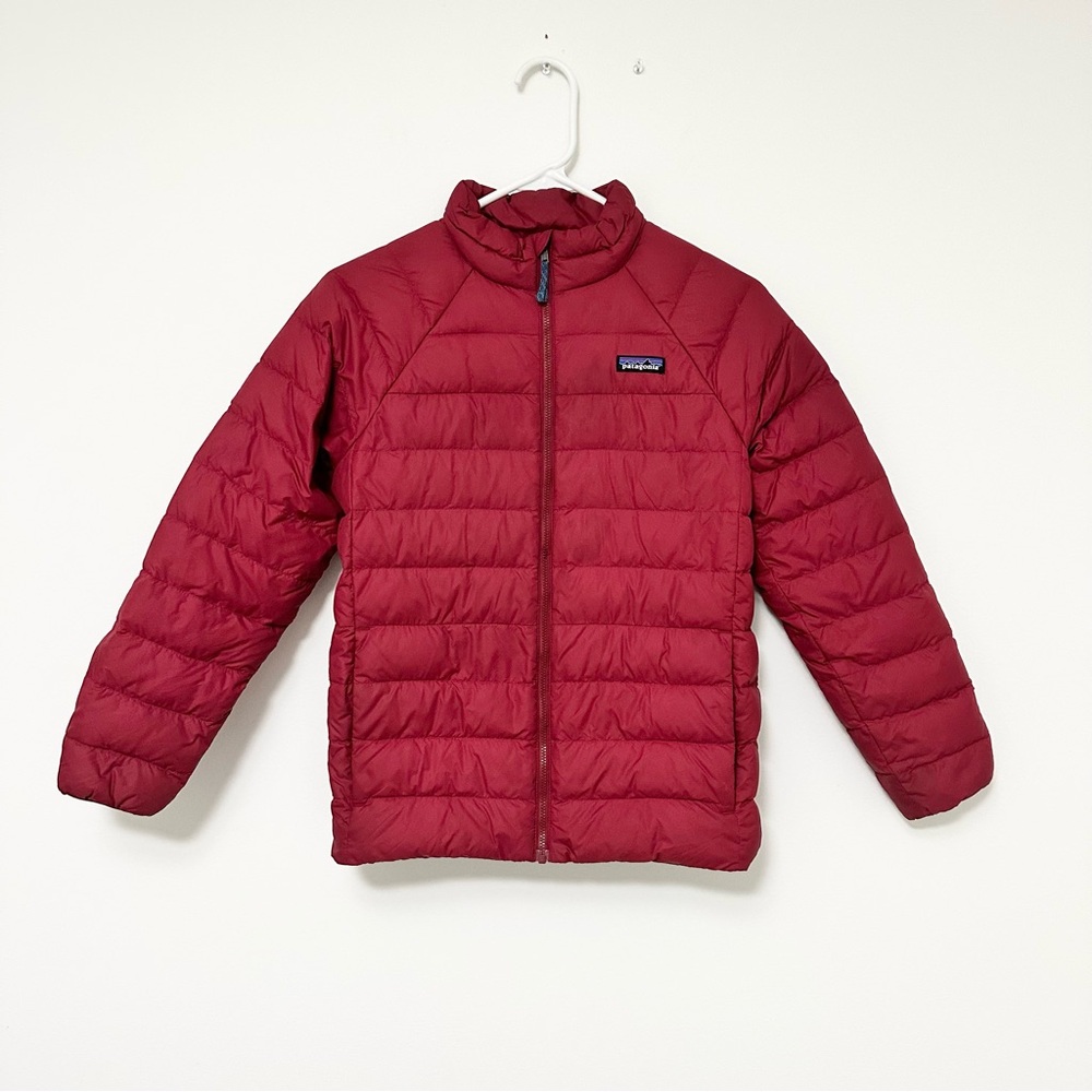 Patagonia Red Quilted Down Insulated Sweater Jacket Kids size 12 Large Wax Red